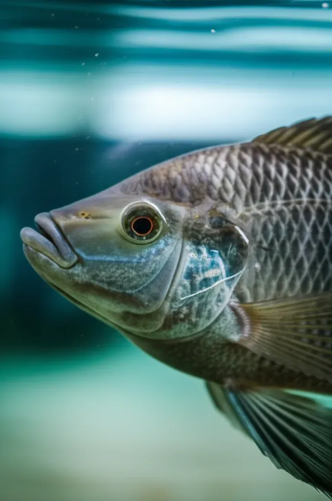 Fish in aquaponics tank producing waste that starts the nutrient cycle for plant growth