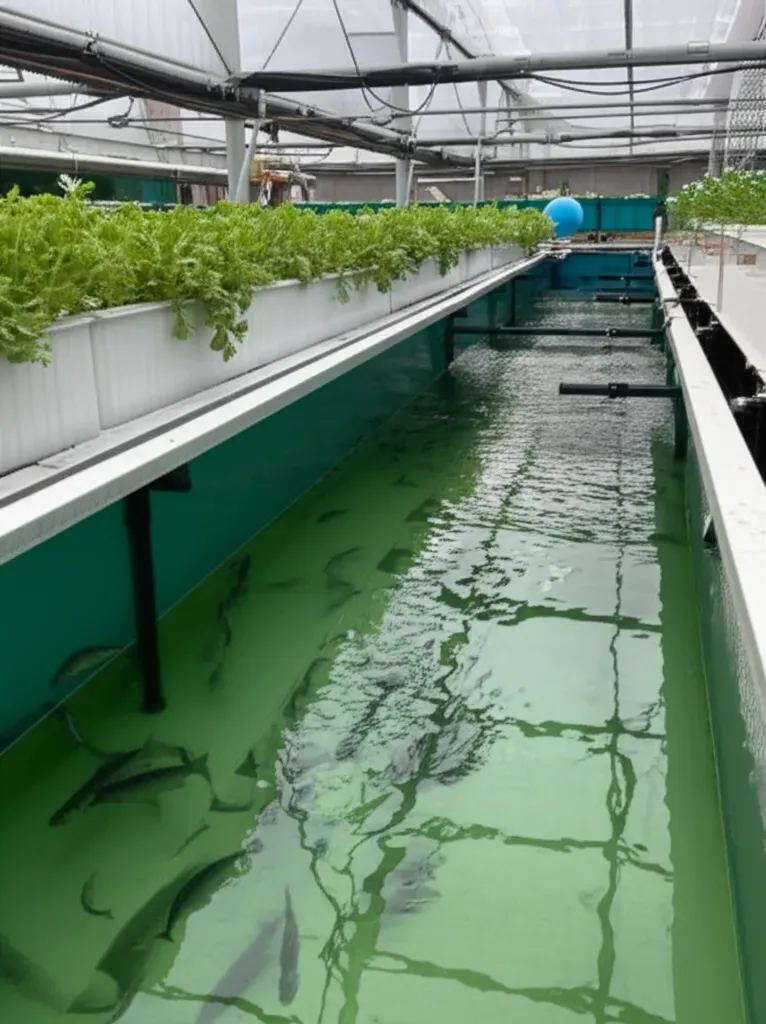 Aquaponics nitrogen cycle diagram showing fish waste conversion to ammonia, nitrites, and nitrates for plant absorption with 