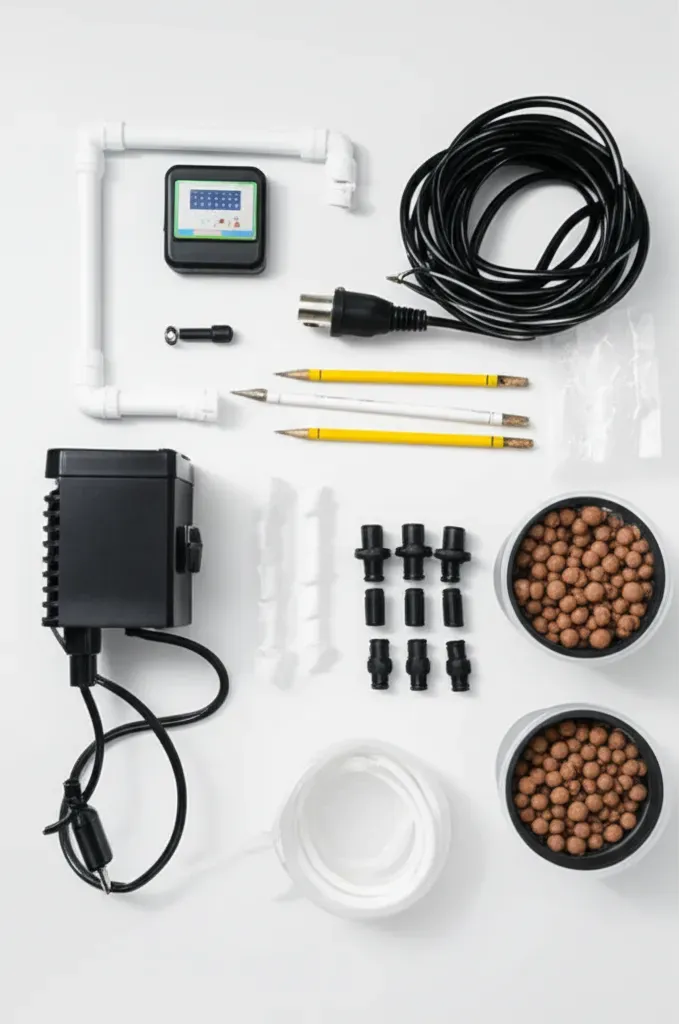 Water quality testing equipment for DIY aquaponics systems including pH meters, ammonia testers, and nitrate kits